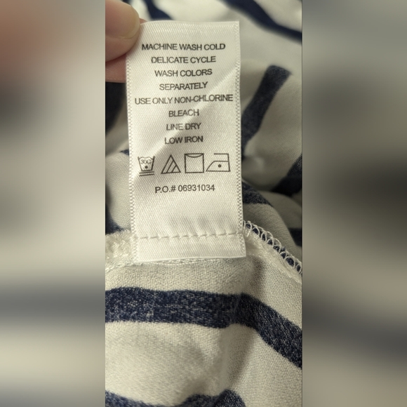 NWT Ellos Size 24 Navy Stripe Tunic Blouse 7 Button Front -Extra button included - Picture 8 of 11